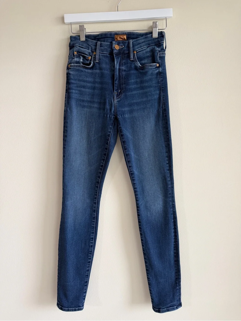MOTHER High Waisted Looker Skinny Jeans Teaming Up Blue Size 25